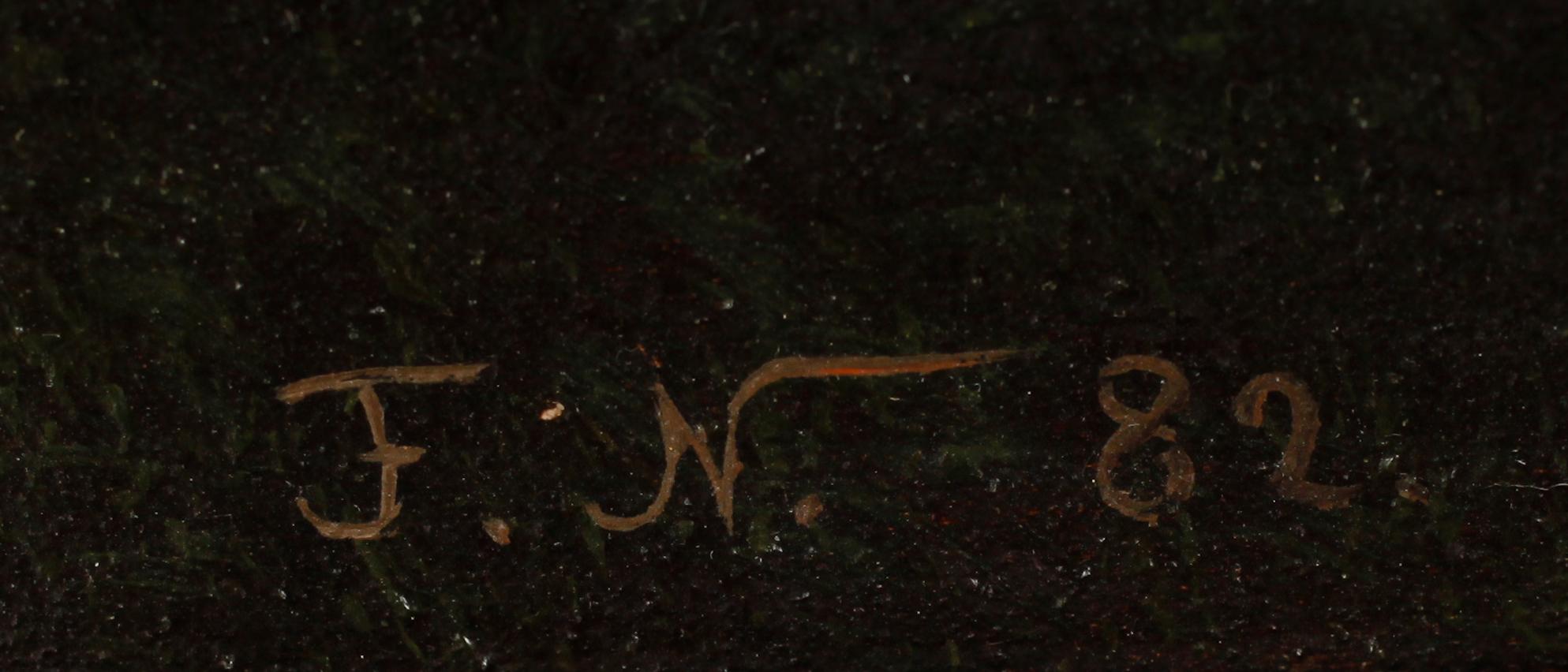 OKÄND KONSTNÄR, sannolikt Norge, 1800-tal, olja på duk, monogramsign och dat FN 82.