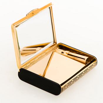 A CARTIER VANITY CASE, 18K gold, enamel, rose cut diamonds. 1930s.