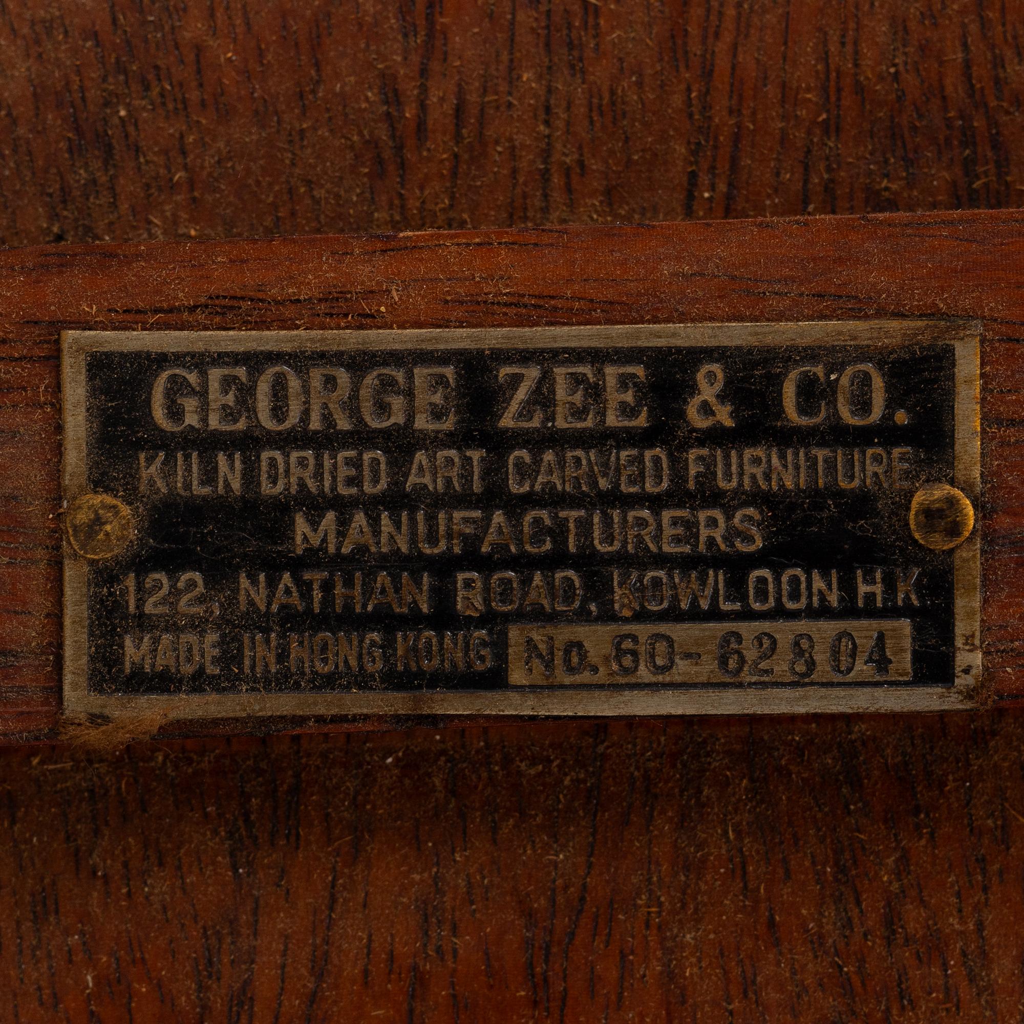 A pair of hardwood 'horse shoe back' hardwood armchairs, Hong Kong, 1960s.