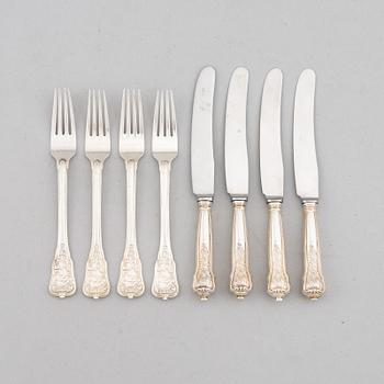 Ole Hagen, table cutlery, 8 pieces, sterling silver, "Rosenborg", A Michelsen, Copenhagen circa 1960.