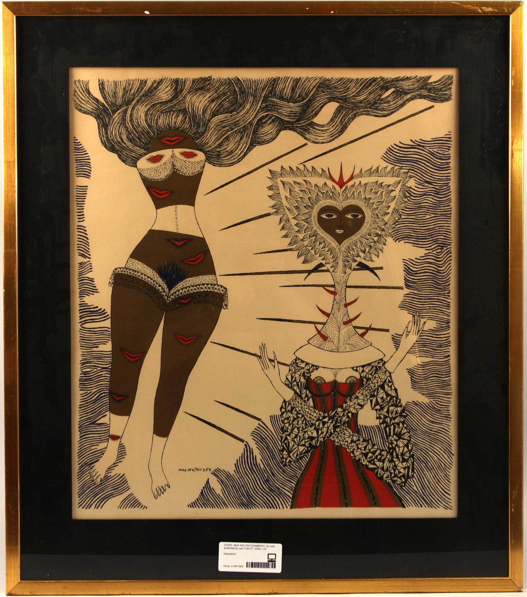 MAX WALTER SVANBERG, lito med guldprägling, sign 0 dat 57 i plåten.