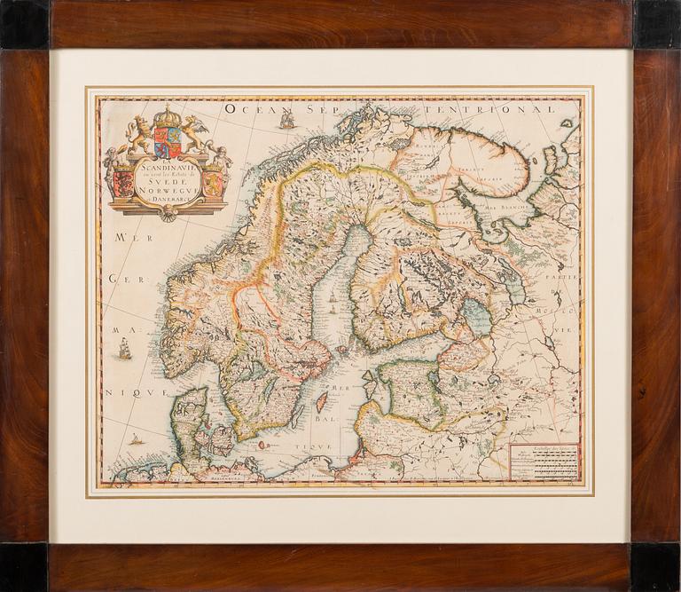 A hand coloured, copper engraved 17/18th century map. Pierre Mariette.