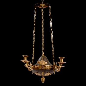 A Swedish Empire four-light hanging-lamp, first part of the 19th century.