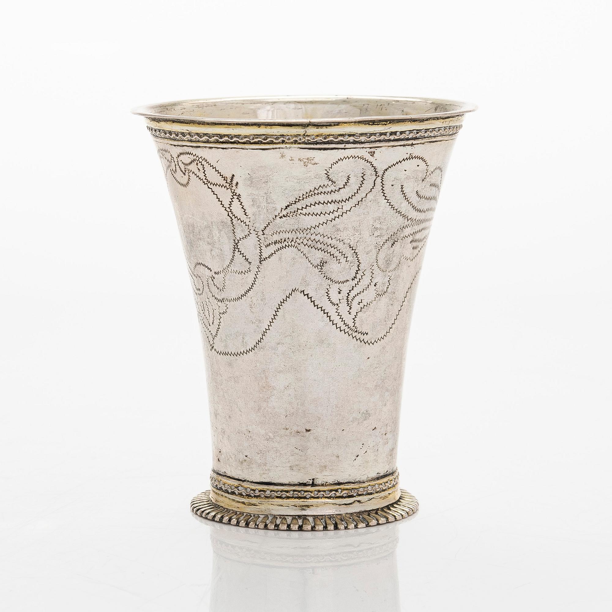 A Swedish 18th century parcel-gilt silver beaker, mark of Martin Bernström, Härnösand (active 1742-1779 (1782)).