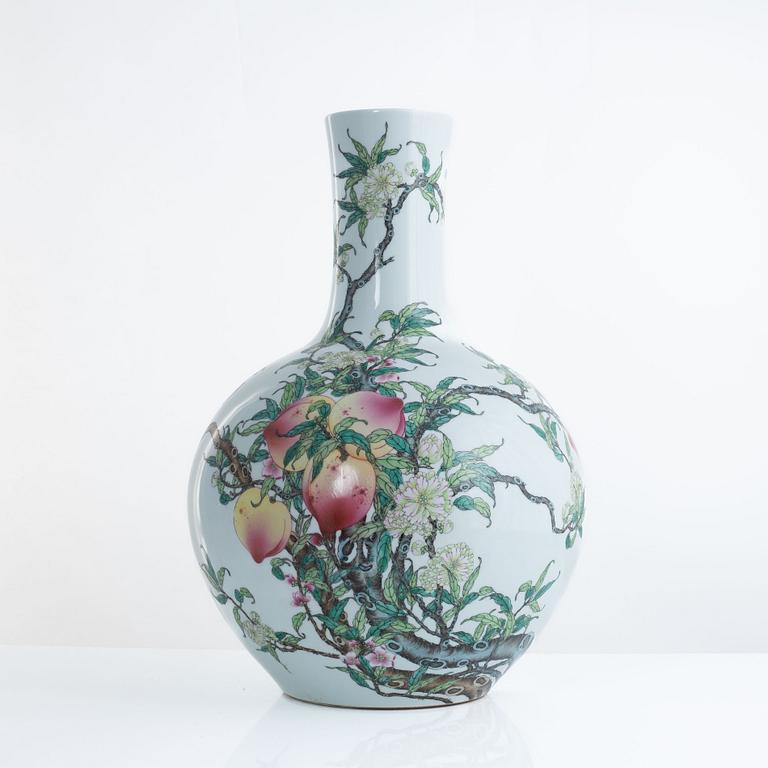 A large famille rose peach vase, China, 20th Century.