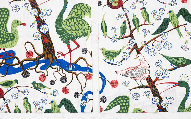 Josef Frank, curtains, a pair, "Green Birds", Svenskt Tenn.