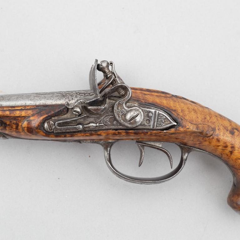 Flintlock pistol, double-barrel, possibly France, second half of the 18th century.