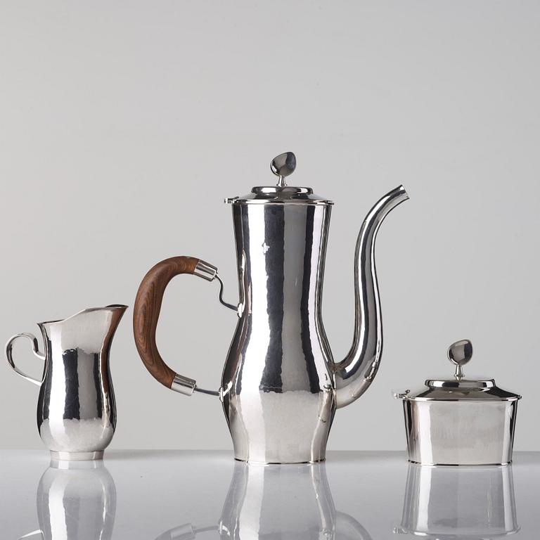 Sigurd Persson, a three pieces sterling coffee service, Stockholm 1949--50, executed by Olle Kvist.