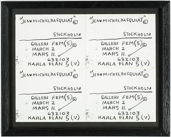 JEAN MICHEL BASQUIAT, tryck, 1983, UTFÖRDA I SAMBAND MED BASQUIATS UTSTÄLLNING PÅ GALLERI FEM.