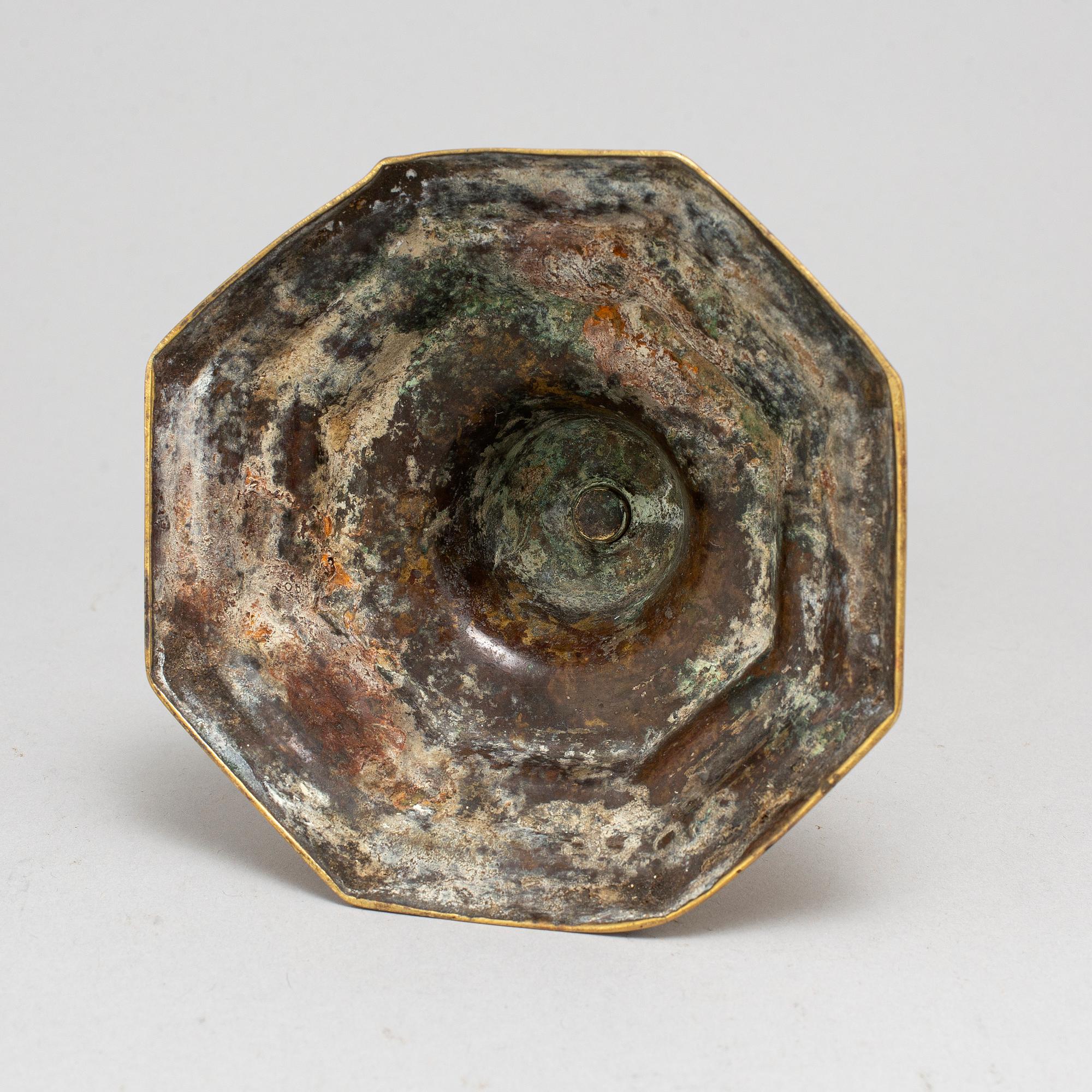 LJUSSTAKE, brons, 1700-tal.