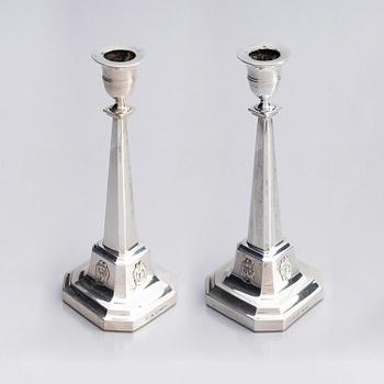 A pair of Swedish Gustavian late 18th century silver candlesticks, marks of Pehr Zethelius, Stockholm 1799.