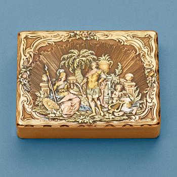 1040. A Swedish 18th century gold box, makers mark of Frantz Bergs, Stockholm 1761.