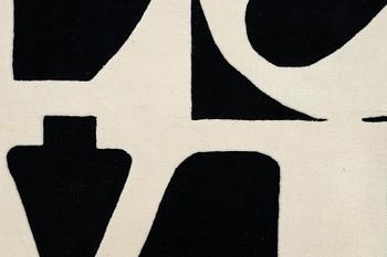 Robert Indiana, a carpet, 'White on Black', Chosen Love, hand tufted, ca 181 x 181 cm.
