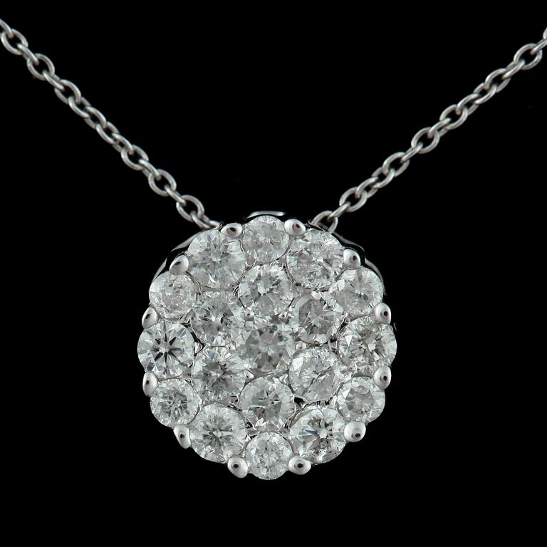HALSBAND, 18k vitguld med 19 briljantslipade diamanter tot ca 0,46 ct. Vikt ca 2,3 gram. 2000-tal.