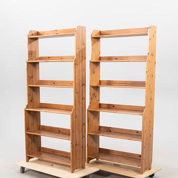 A pair of Leksvik pine book shelves from IKEA 1990s.