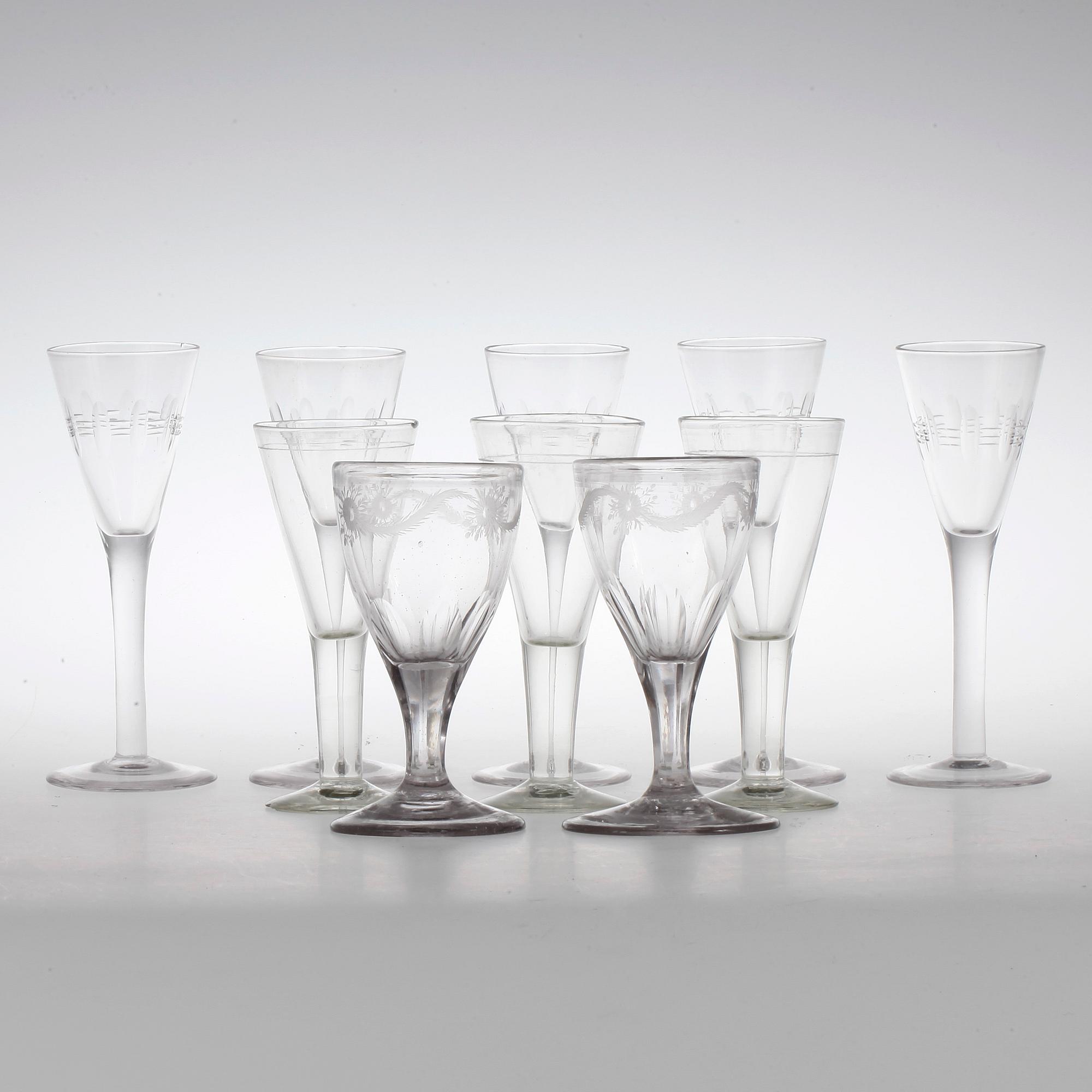 SNAPSGLAS, 10 st (5+3+2), 1800/1900-tal.
