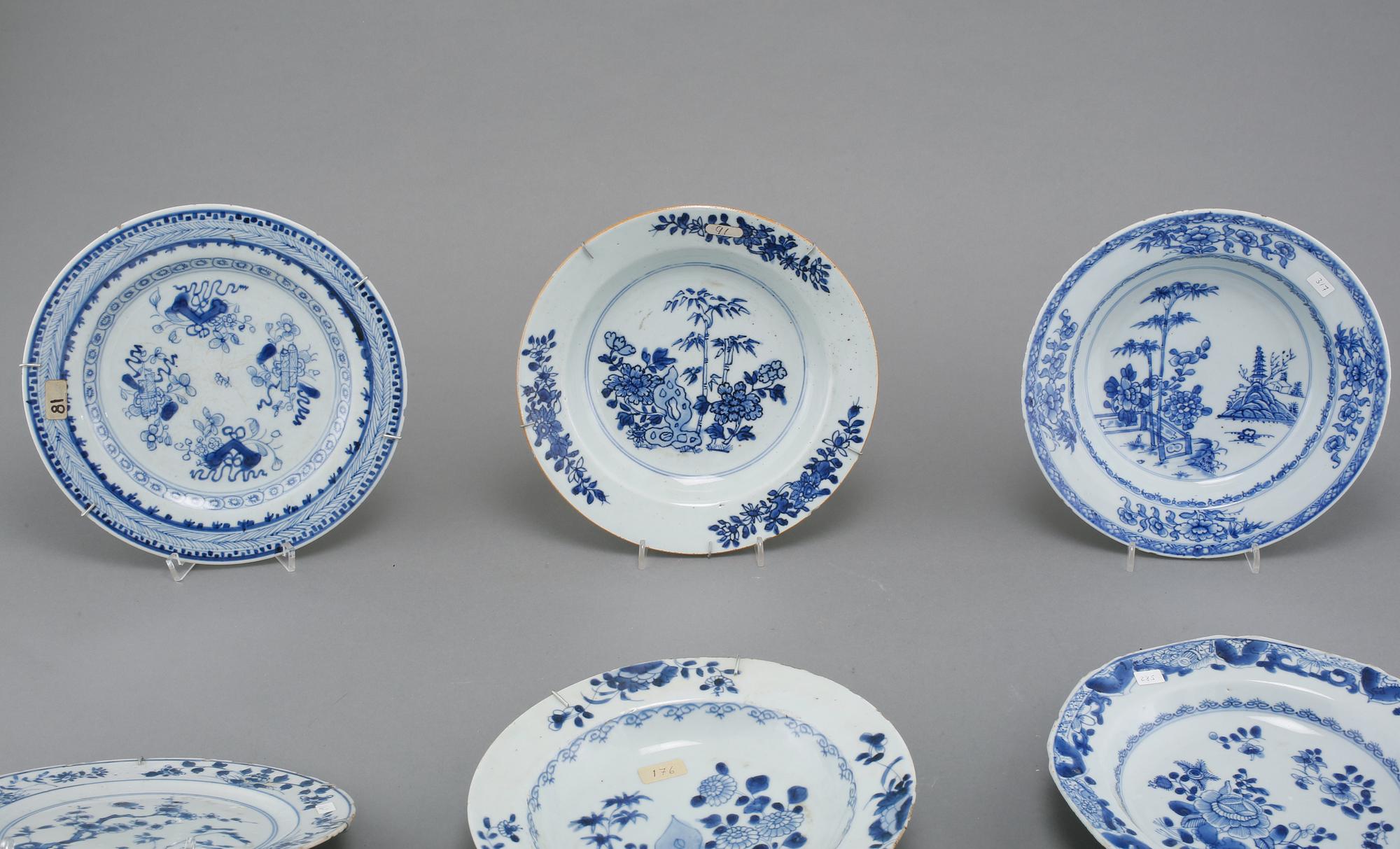 TALLRIKAR, 6 st, porslin, Kina, 1700-tal.