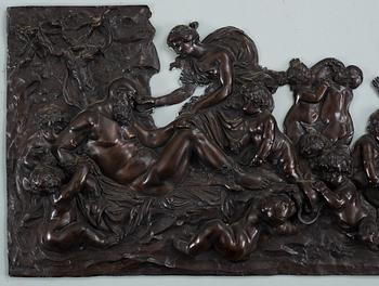 A bronze relief, Bacchanale. 19th Century.
