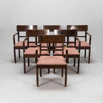 A set of six 1930's armchairs.