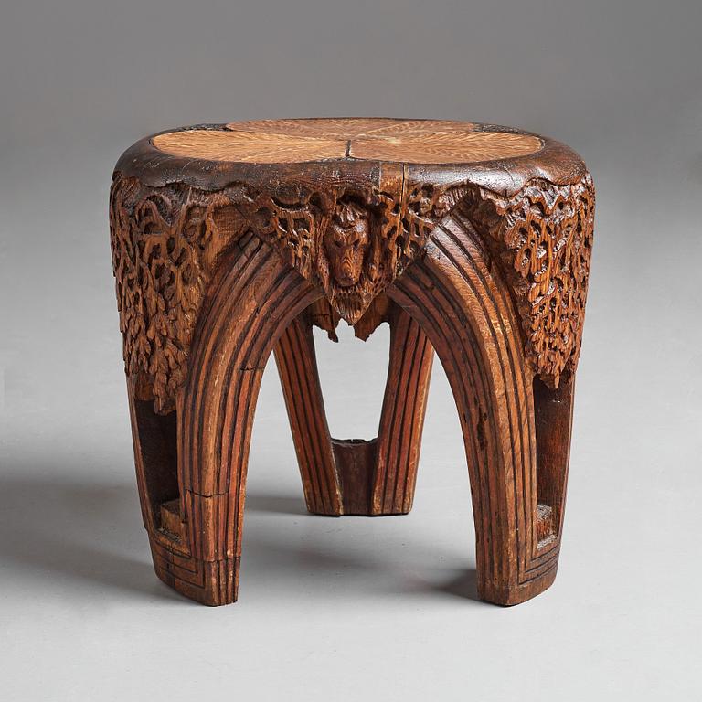Rackengruppen, a carved pine Art Nouveau/ Folk Art table, early 20th century.
