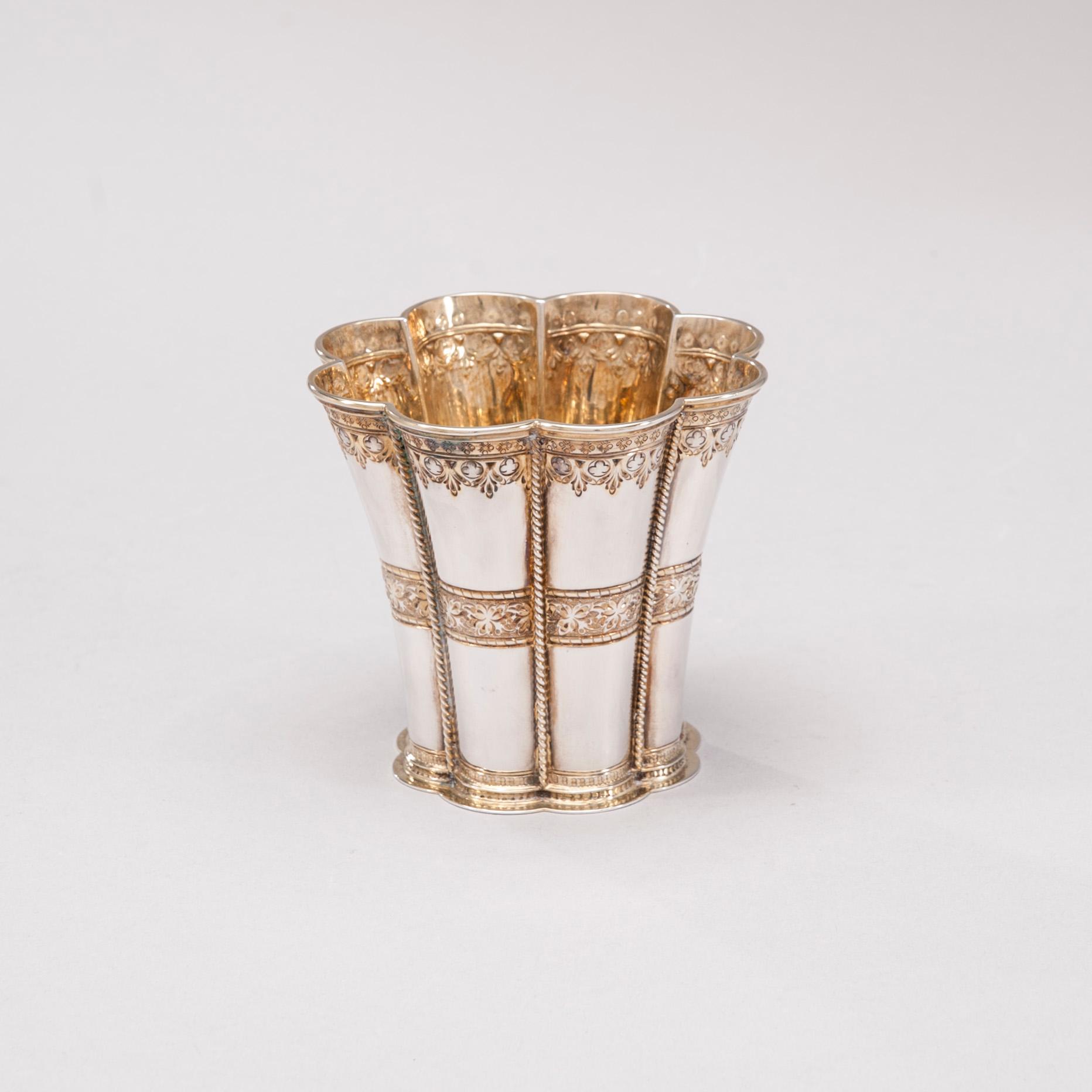 MARGARETABÄGARE, sterling silver, A. Michelsen, Köpenhamn. Svenska kontrollstämplar 1951. Vikt 244,6 g.