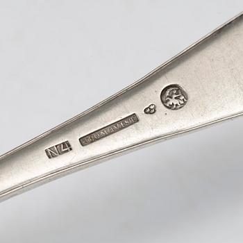 Eight Swedish silver forks, first half of the 19th century.