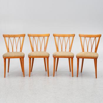 Carl Malmsten, stolar, 4 st, "Pyramid", Åfors Möbelfabrik, 1900-talets mitt.