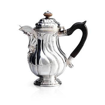 An 18th century silver coffee pot, mark of Carl Gustaf Hellmuth, St Petersburg 1770.