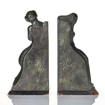 Axel Gute, a pair of Swedish Grace book ends, dated 1919.