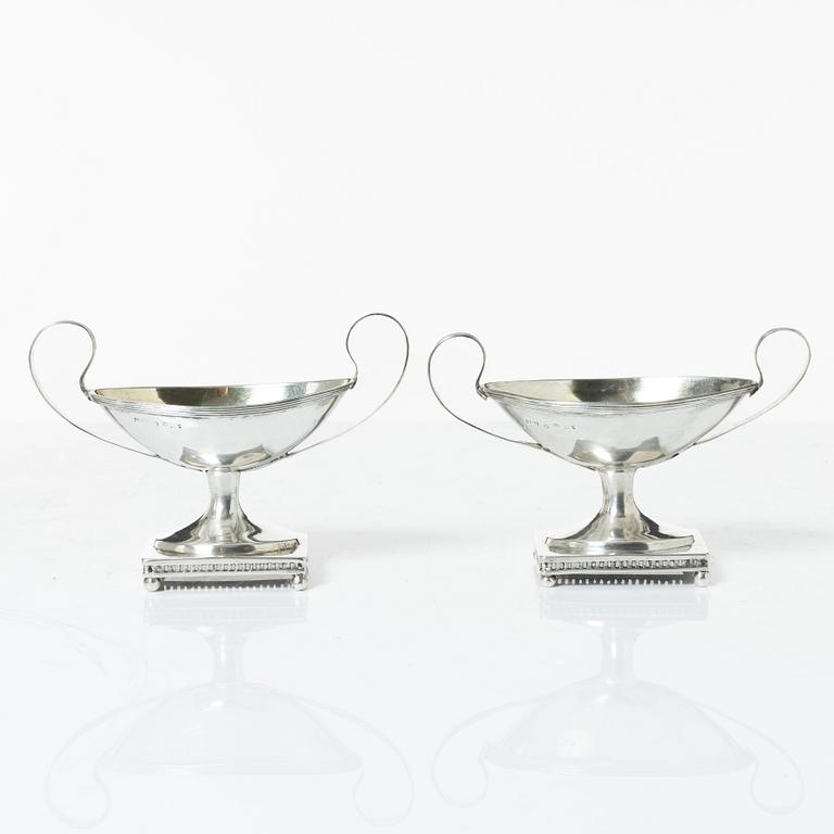 Johan Henrik Lampa, saltkar, ett par, silver, Stockholm 1810.