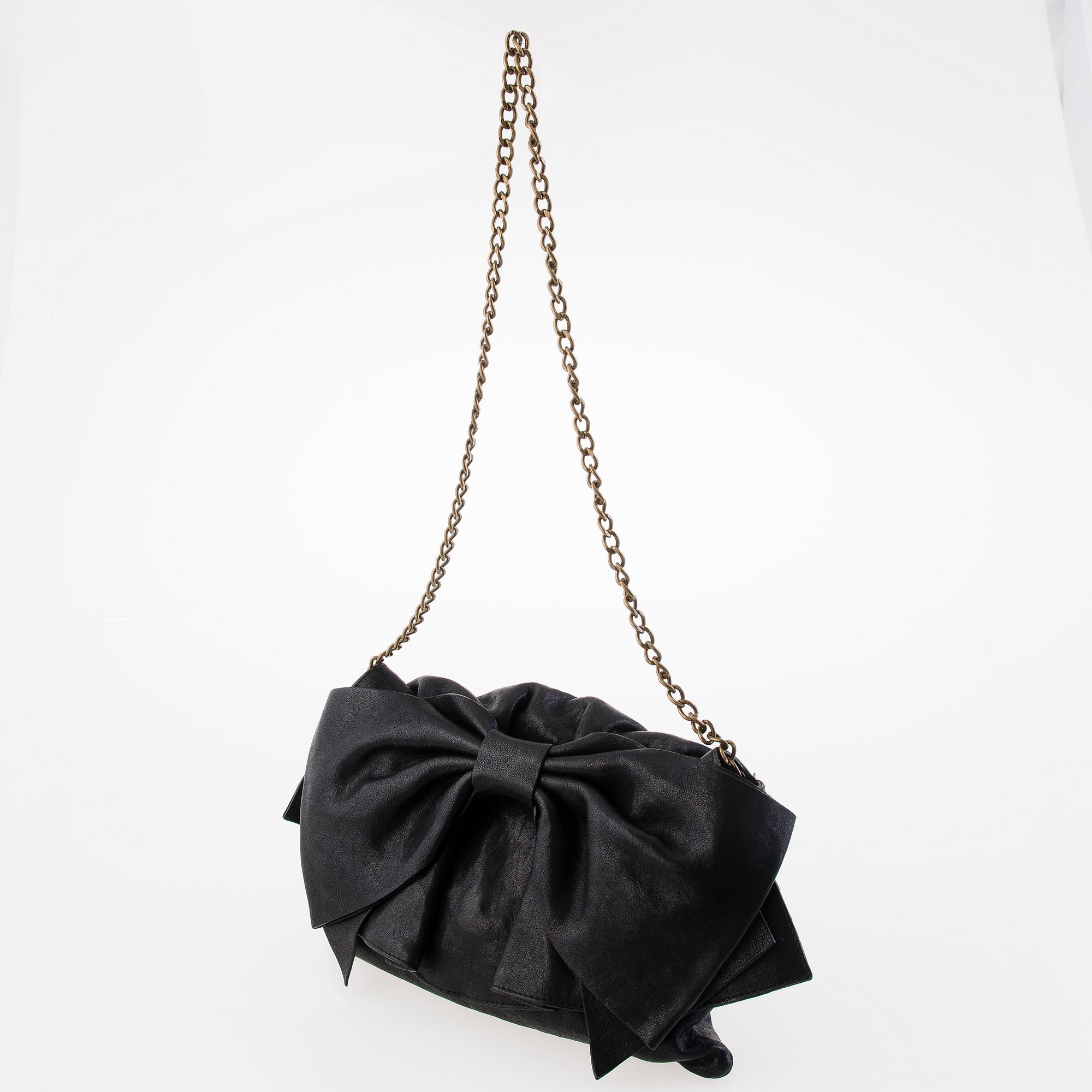Red Valentino Black Leather Evening Bag.