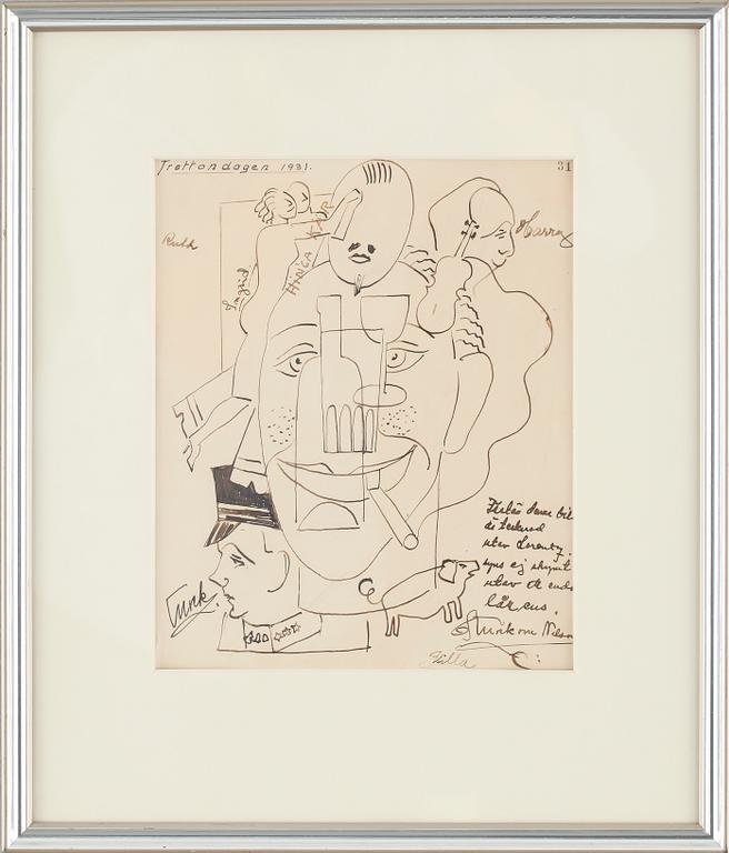 WALDEMAR LORENTZON, teckning, daterad 1931.