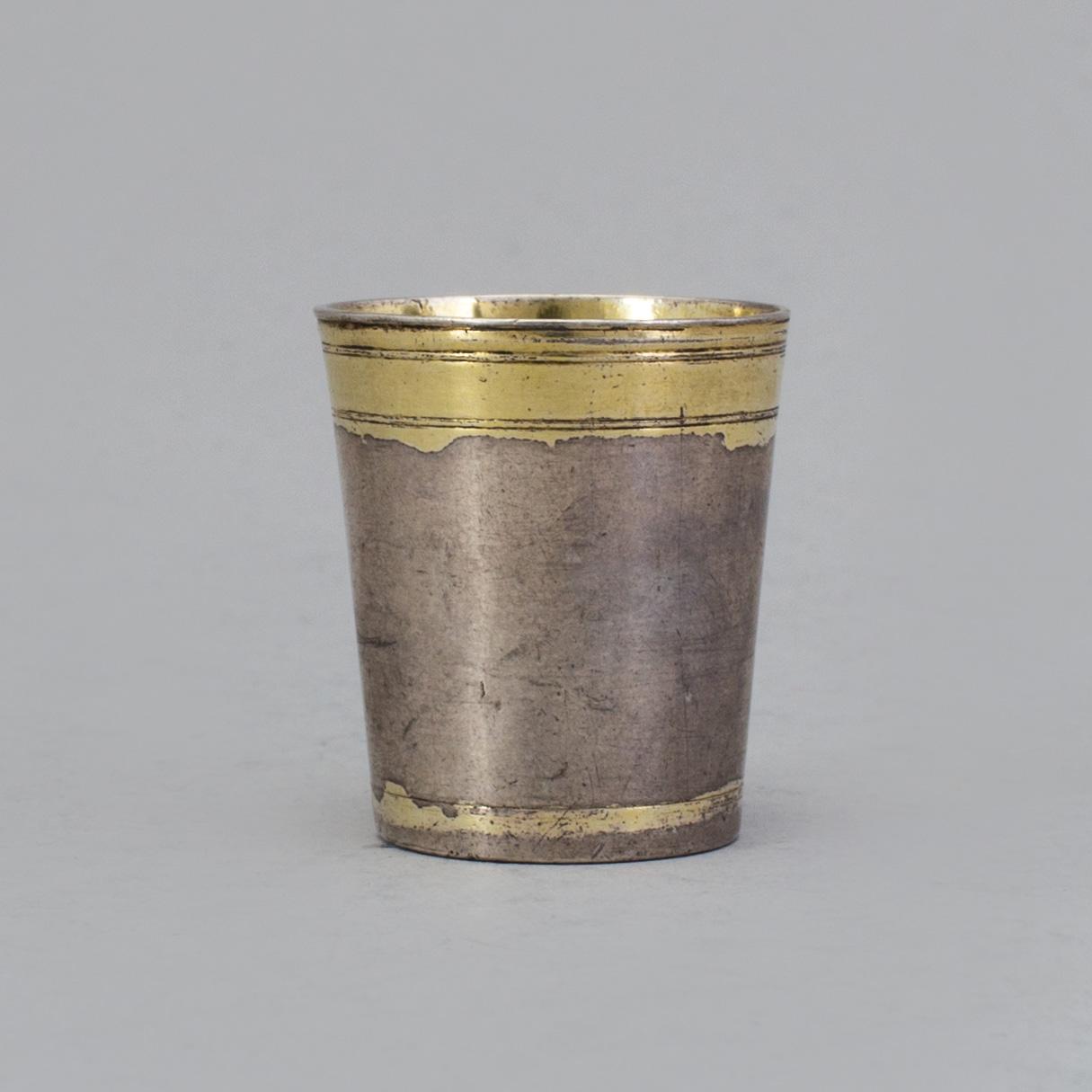 MINIATYRBÄGARE, silver, ostämplad,  Sverige 1600-talts slut/1700-talets början. Karolinsk.