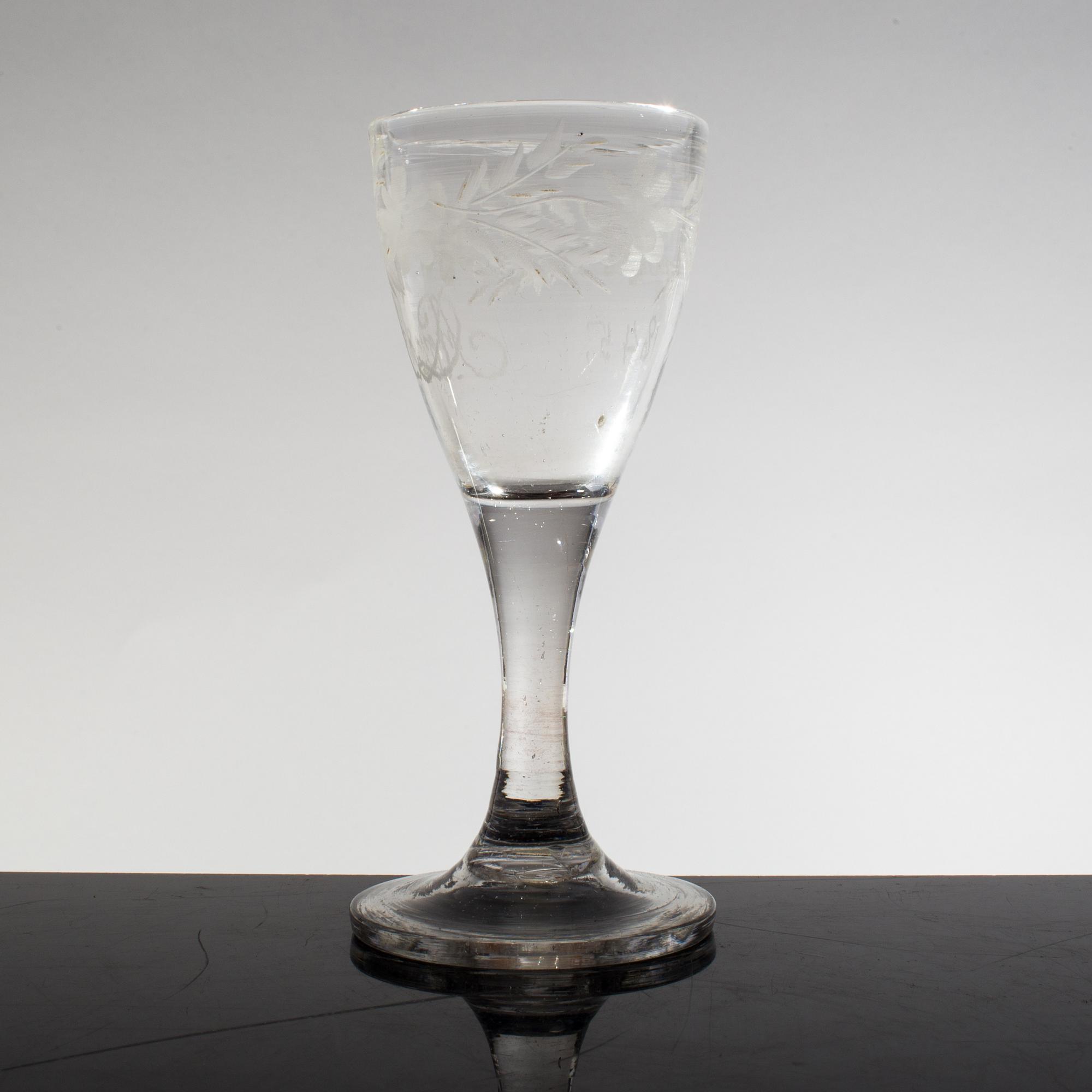 BRÖLLOPSGLAS, glas, daterat 1845.