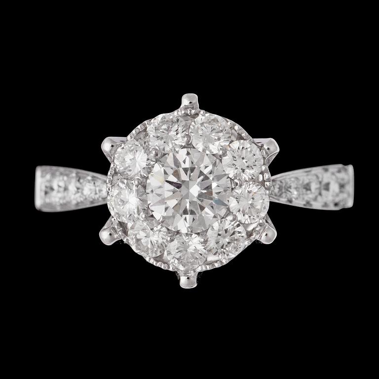 RING, briljantslipade diamanter, tot. ca 1.20 ct.