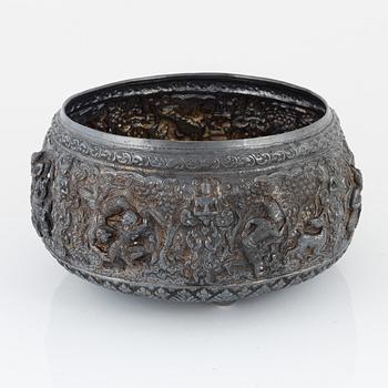 Bowl, low-grade silver, Southeast Asia.