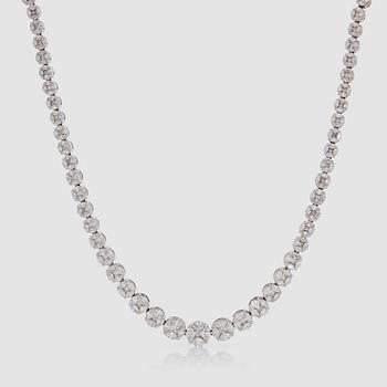 1326. A princess- and marquise-cut diamond necklace. Total carat weight 34.50 cts.