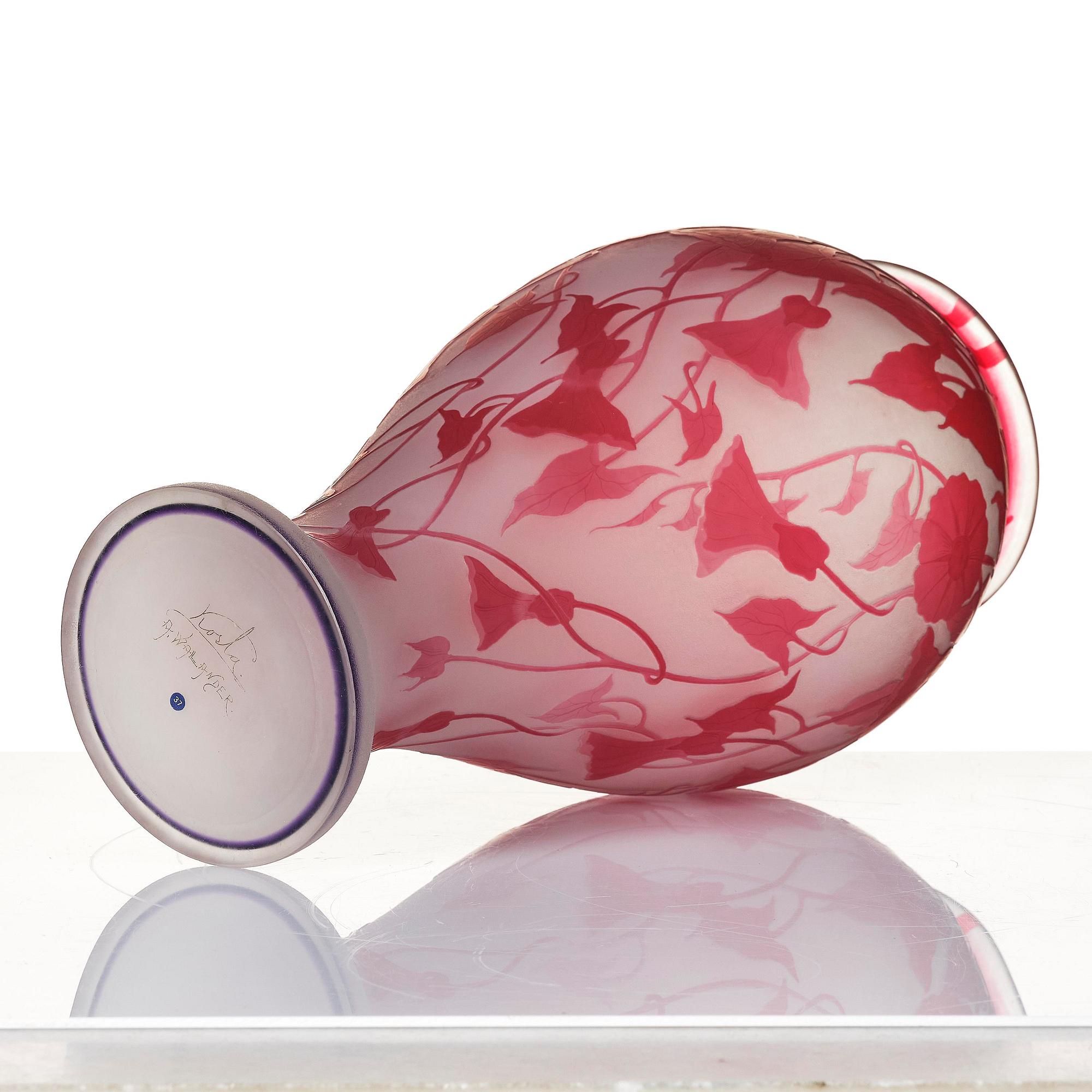 Alf Wallander, vas, överfångsglas, Kosta, ca 1908-1909, jugend.