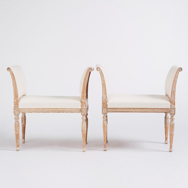 A pair of late Gustavian stools E. Ståhl (master in Stockholm 1794-1820).