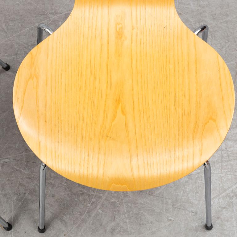 ARNE JACOBSEN, A set of six 'Sjuan' chairs by Arne Jacobsen for Fritz Hansen, Denmark, 1994.