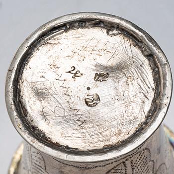 Two Swedish silver beakers, 18th century.