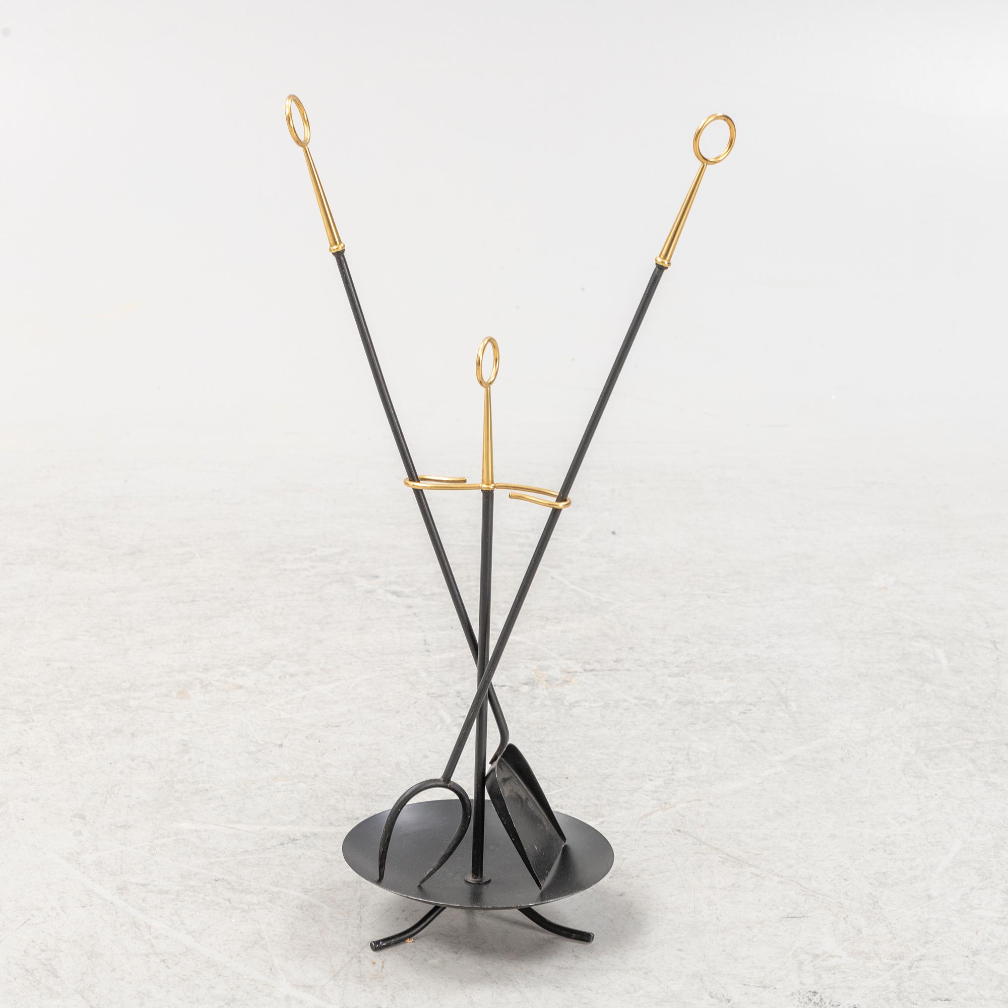 Gunnar Ander, a three piece set of fire utensils, second half of the 20th century.