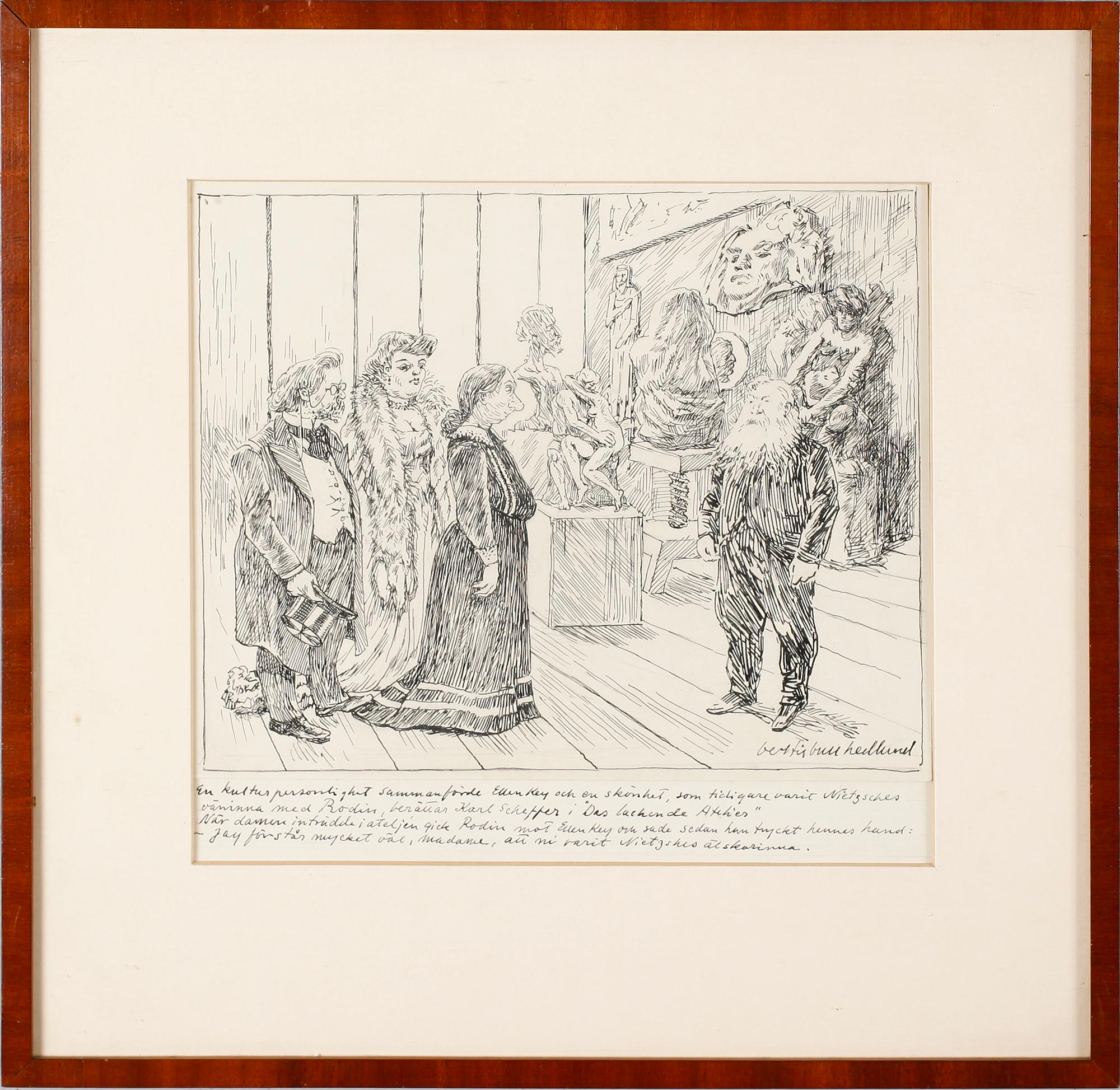 BERTIL BULL HEDLUND, 3 st, blyerts- och tuschteckningar, 2 signerade.