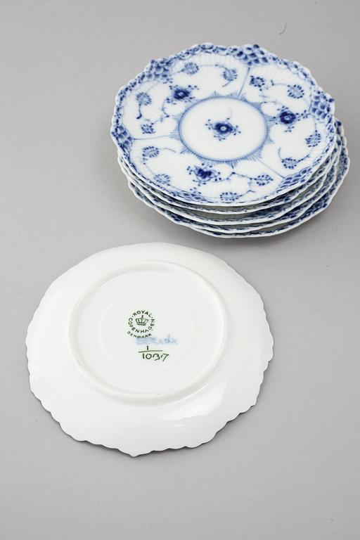 A 9 piece 'Musselmalet' part-mocca service, by Royal Copenhagen, second half of the 20th century.