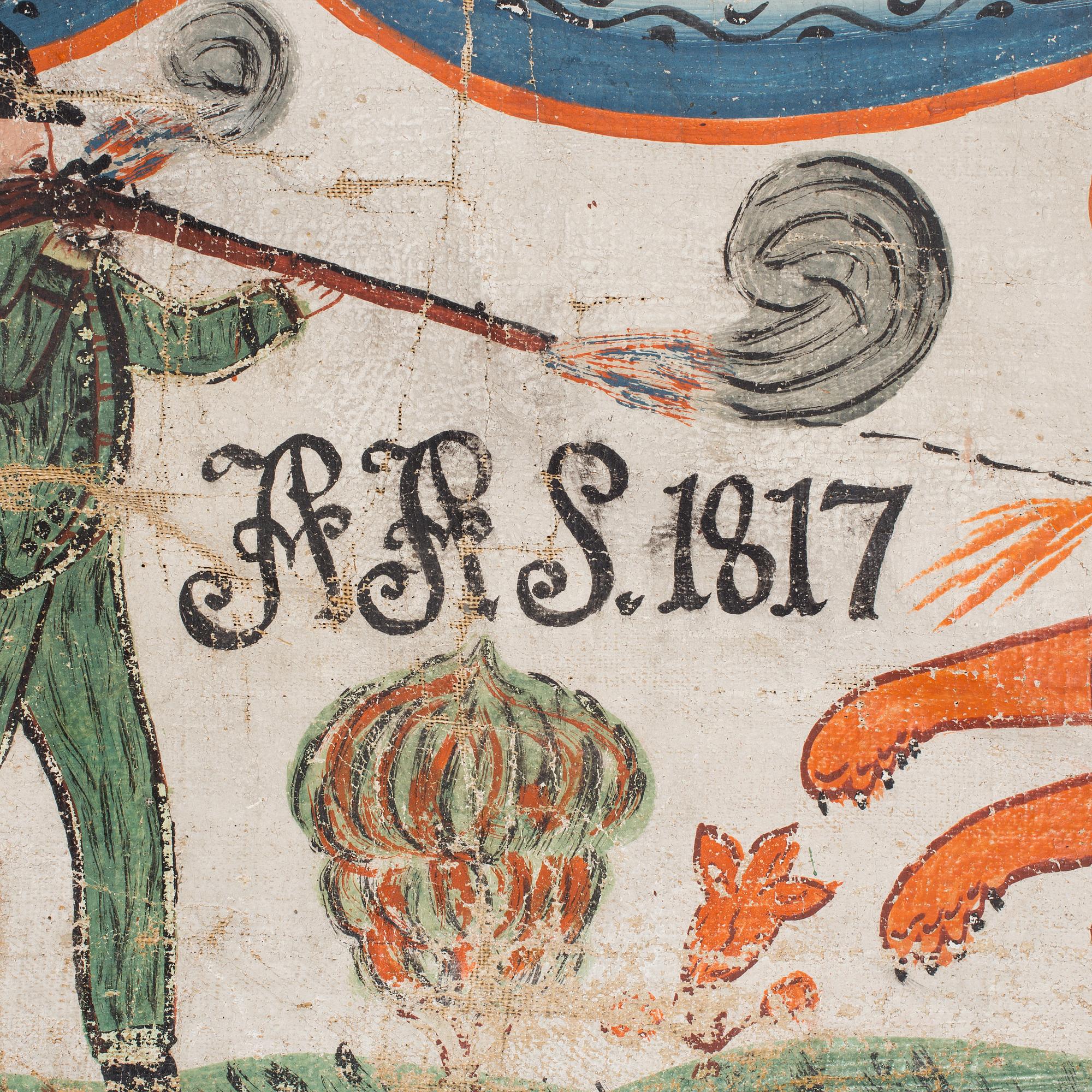 BONADSMÅLNING, allmoge, Småland, Anders Andersson, Femsjö-gruppen, märkt AAS 1817.