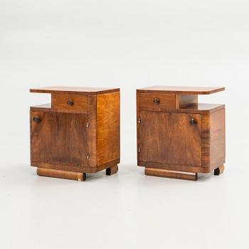 Bedside tables, a pair, first half of the 20th century.