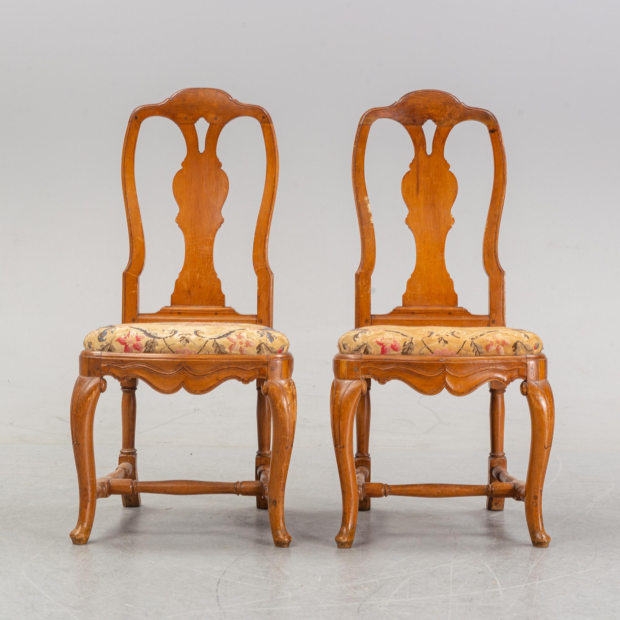 Six chairs, first half the 18th century.