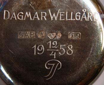 BÄGARE, 8 st, silver, bla Borgila och WA Bolin. 1930-50-tal.