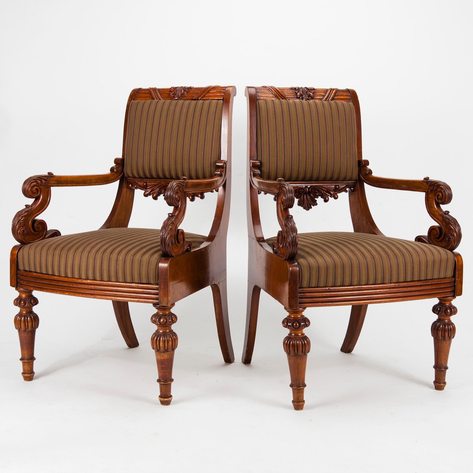 KARMSTOLAR, ett par, biedermeier, Ryssland 1800-talets första hälft.