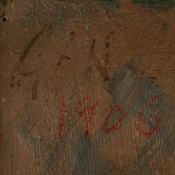 GÖSTA ADRIAN-NILSSON, olja på pannå, sign GAN och daterad 1906.